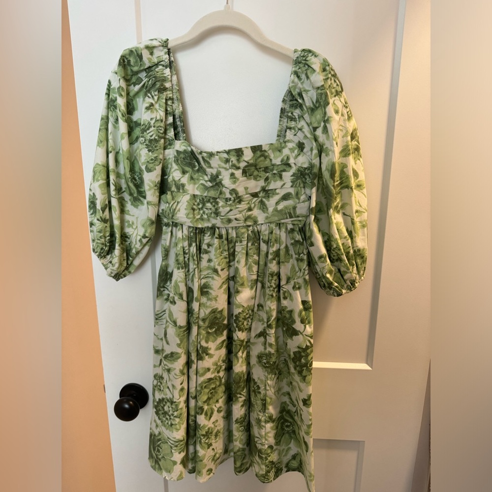 Abercrombie & Fitch green floral poplin dress